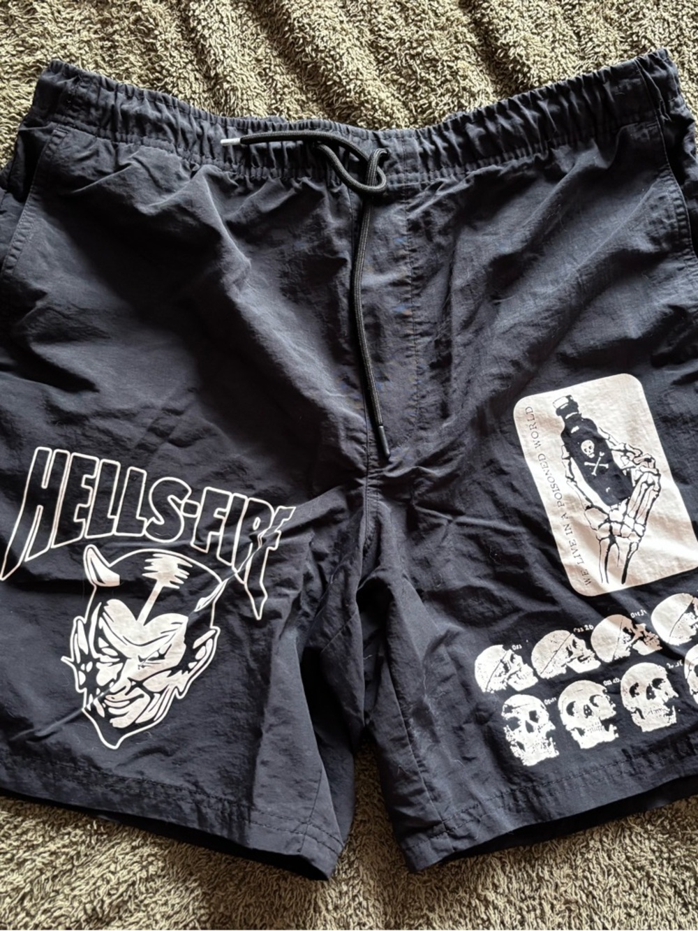 Black Graphic 'Hellfire' Swim/Board Shorts